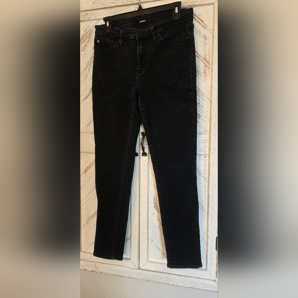 Hudson Natalie Mid Rise Super Skinny Ankle Women's Black Jeans